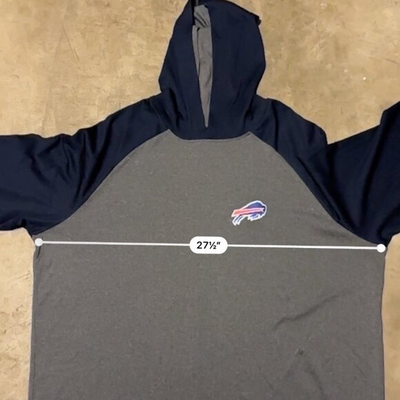 Buffalo Bills Antigua NFL Hooded Sweatshirt Gray/Navy Mens XL Polyester Sportswe - Picture 8 of 15